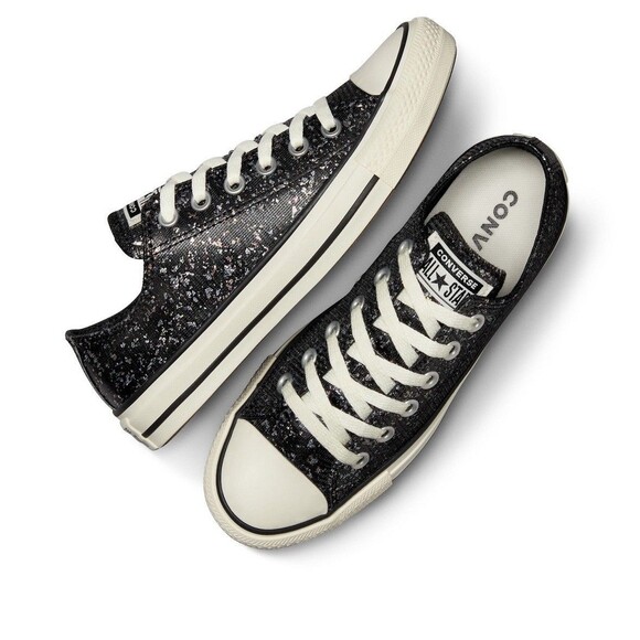 Converse Chuck Taylor All Star OX Low Top Black Glitter Sparkle Women's Size 6 - Picture 4 of 9